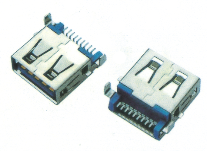 USB3.0 AF sinker SMT H = 3.5mm TYPE shell without curling square feet